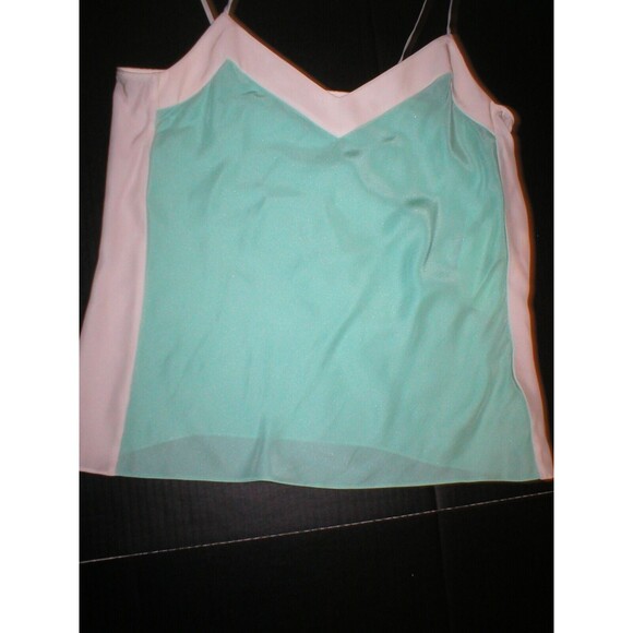 NWT $228 W Worth NY Womens 4 Top Designer New York Blouse Silk Tank Green White - Picture 3 of 5